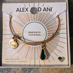 Alex and Ani Gold Bangle with Emerald Charm